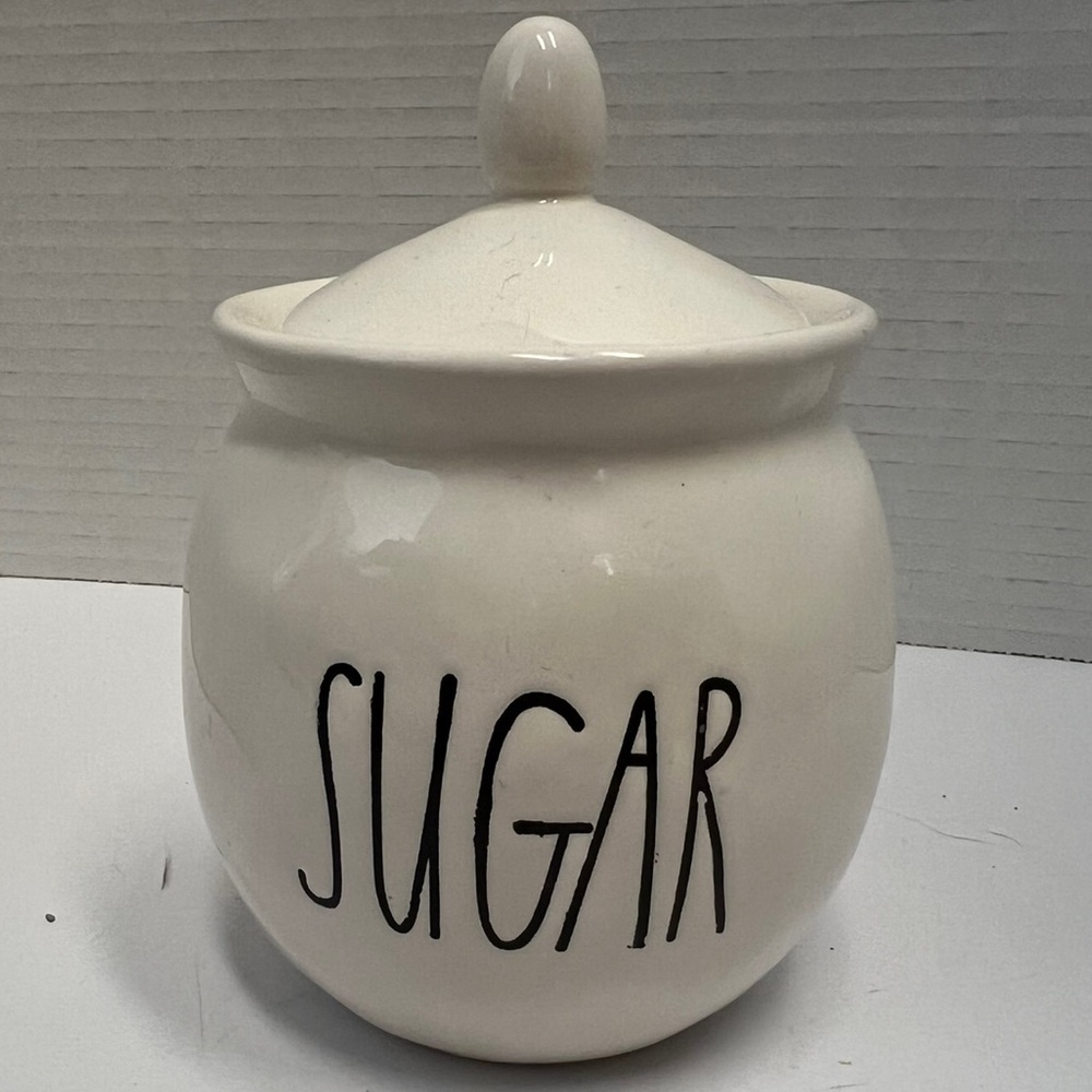 Magenta Ivory Ceramic Sugar Container Rae Dunn style